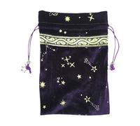 Tarot Card Holder - Purple Constellation Drawstring Bag, Velvet Tarot Pouch | Large Soft Fabric Sack with Design for Oracle Cards, Dice Storage, Jewelry, Crystal Kits, Or Gift Presentation