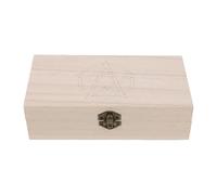 Tarot Card Holder Wooden Box, Vintage Keepsake Storage for Halloween Season | Solid Wood Rectangle Organiser with Celestial Engravings, Water-resistant Rustic Finish for Trinkets, Incense Cones