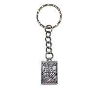 Tarot Card Keyring Fortune Mythical Future Keychain Occult Wicca Psychic Cards Silver Magic Accessory Death Sun Hermit Spiritual Spirits (Wheel of Fortune)