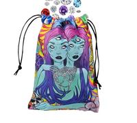 Tarot Card Pouch, Dice Storage Drawstring Pouch, Printed Deck Protective Organizer for Teens Beginners Adults Enthusiasts Daily Gatherings Travel Party Game Night