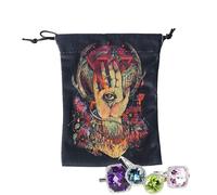 Tarot Card Pouch | Jewelry Dice Drawstring Pouch - Printed Organizer Divination Accessories for Rune Crystal Trinket Jewelry Teens Adults Travel Gatherings Game Night Party