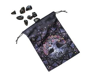 Tarot Card Pouch - Moon Phase Pattern Flannel Drawstring Bag, Deck Storage | Protective Bag for Oracle Decks, Dice, Runes, Gems, Accessories Travel Home Reading Mystic Tools Organizer