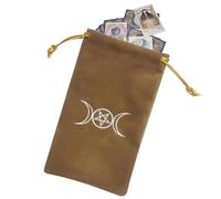 Tarot Card Pouch, Velvet Oracle Bag, Moon Star Print Sack, 7.09x3.94 Inches, Sturdy, Soft Drawstring Closure, Compact Mystic Holder, Runes Dice Spiritual Storage Use