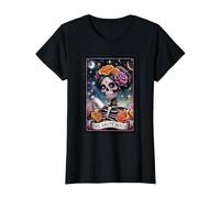 Tarot Card Salty Bitch Graphic Vintage Goth Art Skeleton T-Shirt, Women, Black, X-Large