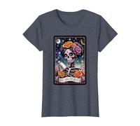 Tarot Card Salty Bitch Graphic Vintage Goth Art Skeleton T-Shirt, Women, Heather Blue, X-Small