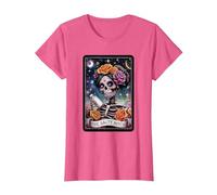 Tarot Card Salty Bitch Graphic Vintage Goth Art Skeleton T-Shirt, Women, Pink Heather, Medium