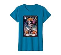 Tarot Card Salty Bitch Graphic Vintage Goth Art Skeleton T-Shirt, Women, Sapphire Blue, XX-Large