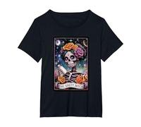 Tarot Card Salty Bitch Graphic Vintage Goth Art Skeleton T-Shirt, Women's Plus, Black, 3X
