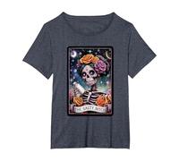 Tarot Card Salty Bitch Graphic Vintage Goth Art Skeleton T-Shirt, Women's Plus, Heather Blue, 2X