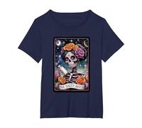 Tarot Card Salty Bitch Graphic Vintage Goth Art Skeleton T-Shirt, Women's Plus, Navy Blue, 2X