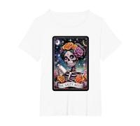Tarot Card Salty Bitch Graphic Vintage Goth Art Skeleton T-Shirt, Women's Plus, White, 5X