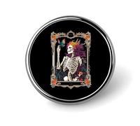 Tarot Card Skeletal Butterfly Round Brooch Pin Lapel Pins Tie Suit Dress Accessories for Men Women Wedding Birthday