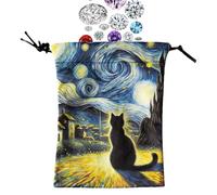 Tarot Card Storage Bag - 13x18cm Lissom Velvet Drawstring Pouch | Digitally Printed Deck Holder for Oracle, Crystals, Dice, Jewelry, and Collectible Playing Cards, Soft Protective Carrying Case