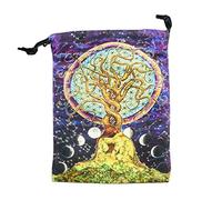 Tarot Card Storage Bag, 13x18cm Velvet Tarot Storage Bag Double Sided Printed Board Game Embroidery Drawstring Bag For Diviners/Astrology Enthusiasts/Psychologists