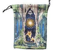 Tarot Card Storage Bag, 13x18cm Velvet Tarot Storage Bag Double Sided Printed Board Game Embroidery Drawstring Bag for Diviners/Astrology Enthusiasts/Psychologists