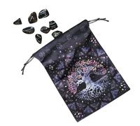 Tarot Card Storage Bag - Small Jewellery Case | Moon Phase Tree of Life Art Jewellery Drawstring Bag, Portable Cotton Linen Drawstring Gift Bag, Fate Fortune Telling Accessories for Tarot