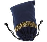 Tarot Card Storage Bag Velvet Drawstring Pouch for Deck Organisation | Navy Colour, Delicate Embroidered Pattern, Portable Design for Divination Games, Desk Storage, Jewellery Owners and Crystal