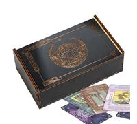 Tarot Card Storage Case - Wooden Artistic Divination Container, Spacious Witch Inspired Stand with Compartment Structure | For Charms Beads Accessories Ornament