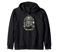Tarot Card The Doula Gothic Skeleton Birth Worker Midwife Zip Hoodie