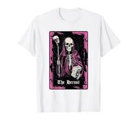 Tarot Card - The Hermit Skeleton Dark Value Graphic T-Shirt, Men, White, XL