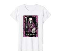 Tarot Card - The Hermit Skeleton Dark Value Graphic T-Shirt, Women, White, XL