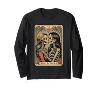 Tarot Card The Lovers Rainbow Kissing Lesbian Skeletons Long Sleeve T-Shirt