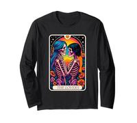 Tarot Card The Lovers Rainbow Kissing Lesbian Skeletons Long Sleeve T-Shirt
