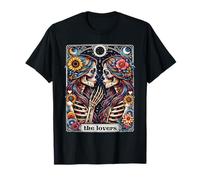 Tarot Card The Lovers Rainbow Kissing Lesbian Skeletons T-Shirt