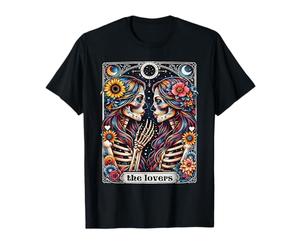 Tarot Card The Lovers Rainbow Kissing Lesbian Skeletons T-Shirt