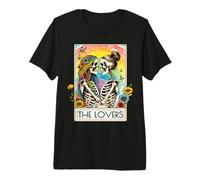 Tarot Card The Lovers Rainbow Lesbian Skeletons LGBT Couple Premium T-Shirt