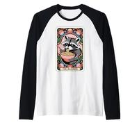 Tarot Card The Raccoon Japanese Ramen Noodles Raccoon Raglan Baseball Tee