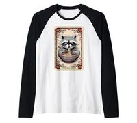 Tarot Card The Raccoon Japanese Ramen Noodles Raccoon Raglan Baseball Tee