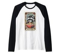 Tarot Card The Raccoon Japanese Ramen Noodles Raccoon Raglan Baseball Tee