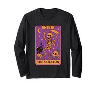 Tarot Card The Skeleton Cat Moon Design Long Sleeve T-Shirt