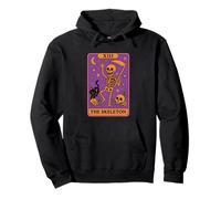 Tarot Card The Skeleton Cat Moon Design Pullover Hoodie