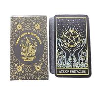 Tarot Cards, 78-Card Deck, Psychological Oracle, Holographic Tarot Cards Deck Future Telling Game, Mysterious Divination Card, Insightful Strategic Board Game Black