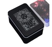 Tarot Cards Deck, Moon Sun Holder, Metal Storage Container with 5x3.35x2.36 Inches, Playing Card Case for Jewelry, Spells, Divination, Keepsake, Travel, Bedroom, Women, Men, Teens