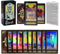 Tarot Cards Deck Set, 78 Classic Tarot Cards for Beginners & Expert Readers, Surface Laser Fortune Telling Cards with Guide Book English Instructions