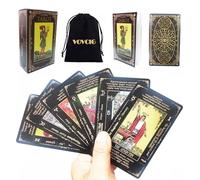 Tarot Cards Deck with Meanings On Them,Black Tarot Cards Deck with Guidebook for Beginners,Divination Tool Fortune Telling Game with Velvet Storage Bag