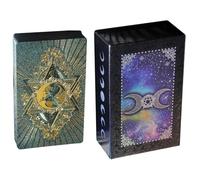 Tarot Cards, Gold Foil Tarot Cards, 80 Pieces 12x7cm Original Tarot Cards, Beginner Tarot, Divination Tools PET Fortune Telling Game Tarot Reading Cards for Kids Adults