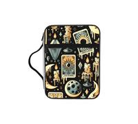 Tarot-Cards-Halloween Bible Cover Case with Handle, Water-Resistant Oxford Fabric Bible Bag Organizer with Zipper Pockets for Church