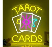 Tarot Cards Neon Sign Psychic Neon Sign for Wall Decor Tarot Cards Led Sign Tarot Neon Signs Psychic Reader Shop Sign Dimmable Neon Light Up Signs for Psychic Tarot Room Wall Decor Gifts