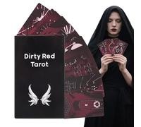 Tarot Cards Oracle Deck Set, Red-Themed Spiritual Tool, Vintage Astrology Design, Positive Energy Kit for Daily Affirmation, Fortune Reading, Mindfulness, Intuition, Meditation