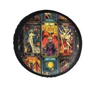 Tarot Cards Printed Leather Spare Tire Covers Sun Rain Universal Vehicle Tire Protector