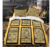 Tarot Cards Quilt Cover 3D Design Printed Hypoallergenic 3 Pcs Bedding Set Zipper Vintage Mystical Comforter Cover Super Soft Machine Washable for Kids Adults Women Teens Youth Single（135x200cm）
