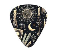 Tarot-Cards-Vintage-Halloween 12 Pack Guitar Picks With 3 Thicknesses And Storage Box, Abs Plectrums For Electric Bass Guitar Players