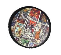Tarot Cards Vintage Spare Tire Cover Waterproof Leather Adjustable Foldable Wheel Protector