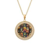 Tarot Cards Women's Diamond Necklace Shiny Rhinestones Pendant Jewel Necklaces Romantic Trendy