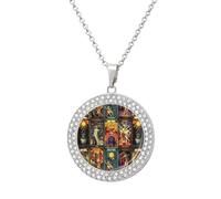 Tarot Cards Women's Diamond Necklace Shiny Rhinestones Pendant Jewel Necklaces Romantic Trendy