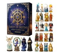 Tarot Characters Figurines - Tarot Box 26x18x3cm, Acrylic Charms 2d, Advent Countdown Decor | Mystic Tarot Collectible Coin Kit, Revelation Set